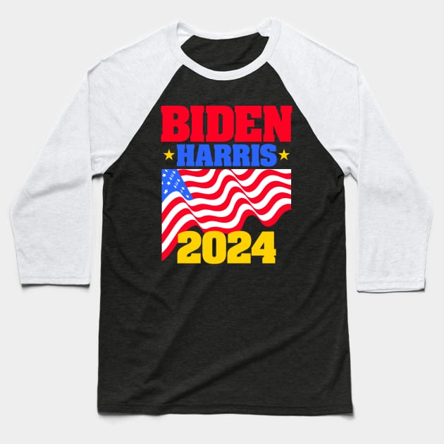 Biden-Harris 2024 for Dark Backgrounds Baseball T-Shirt by MotiviTees